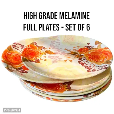 Modern Floral Print Design High Grade Round Melamine Dinner Plates Set Of 6-thumb3