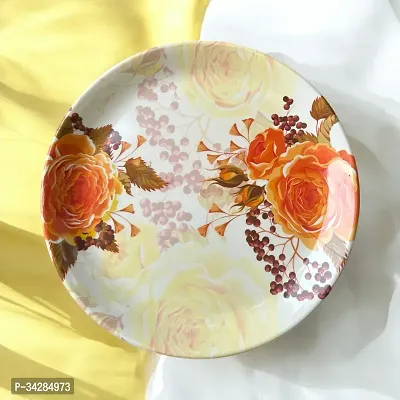 Modern Floral Print Design High Grade Round Melamine Dinner Plates Set Of 6-thumb0