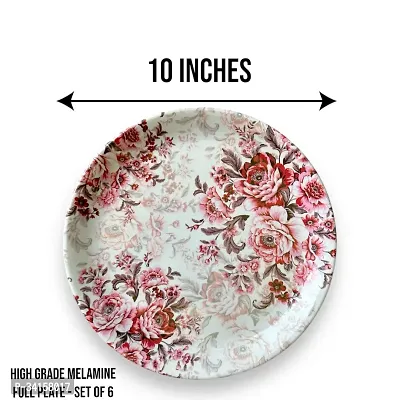 Floral Design Print Round Full Plates Set Of 6-thumb3