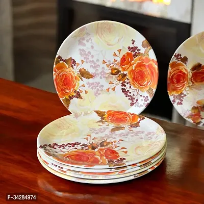 Modern Floral Print Design High Grade Round Melamine Dinner Plates Set Of 6