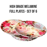 Modern Floral Print Design High Grade Round Melamine Dinner Plates Set Of 6-thumb1