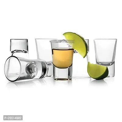 Premium Heavy Base Shot Glass Set 6 | Whisky Liqueur Spirits Mini Shot Glasses for Vodka, Taquila|40 ML | Transparent (Set of 6)-thumb0