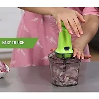 1100ml Easy to use Hand Press Fruits and Vegetable Push Chopper 5 Blade for Kitchen (Multicolor) Random colour send as stock available-thumb2