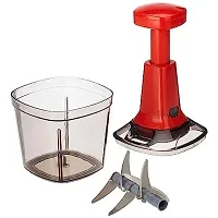 1100ml Easy to use Hand Press Fruits and Vegetable Push Chopper 5 Blade for Kitchen (Multicolor) Random colour send as stock available-thumb3