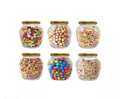 Matka Shape Glass Storage Jars And Containers with Airtight Metal Lid for Spice, Jam, Honey  Decoration Craft Work, 350ML Matka Jar-thumb1