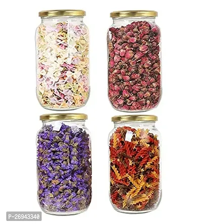 Glass jars for kitchen storage capacity 1kg / 1 ltr /1000ml set of 4 with Air Tight gold Cap Amrutam.Multipurpose Glass Jar for Best to use in Kitchen for Storage  Container.-thumb0