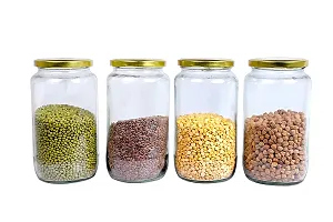 Glass jars for kitchen storage capacity 1kg / 1 ltr /1000ml set of 4 with Air Tight gold Cap Amrutam.Multipurpose Glass Jar for Best to use in Kitchen for Storage  Container.-thumb4