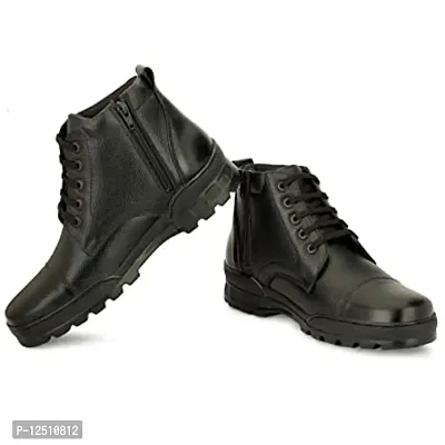 Black Zipper Boots Police Shoes-thumb0