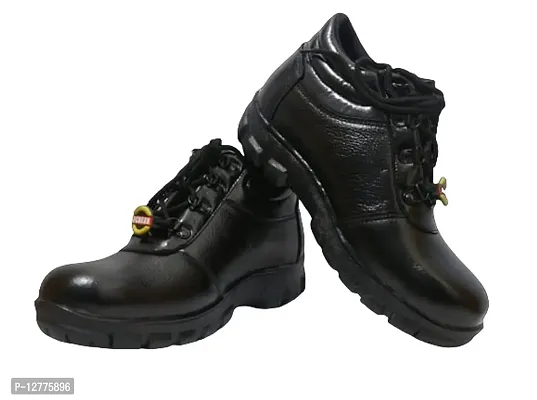 Mens genuine leather high Ankle Length Safety boots with Steel Toe-thumb0
