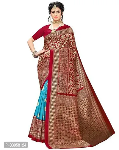 Beautiful Crepe Printed  Saree with Blouse piece For Women-thumb0