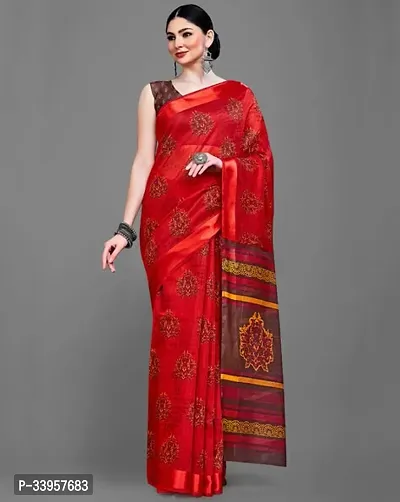 Beautiful Crepe Printed  Saree with Blouse piece For Women-thumb0