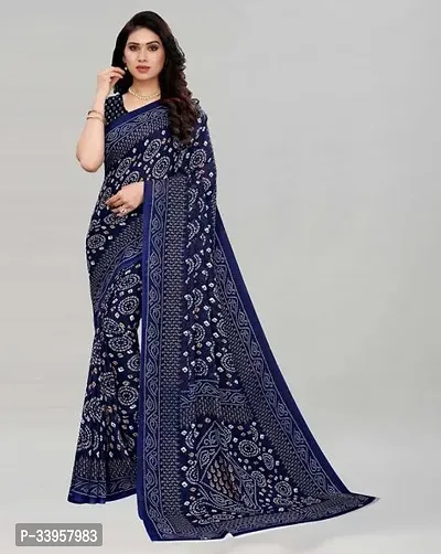 Beautiful Crepe Printed  Saree with Blouse piece For Women-thumb0