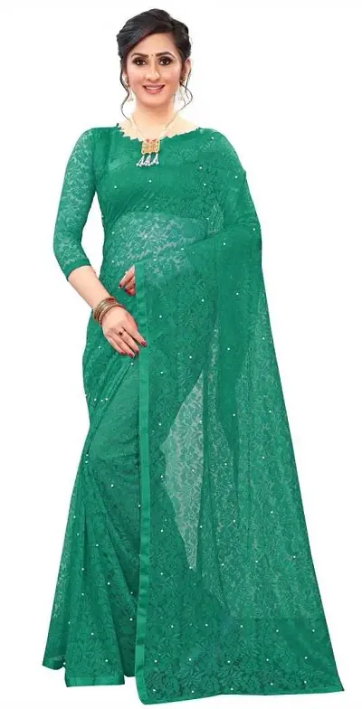 New Trendy Net Embroidered Saree with Blouse piece