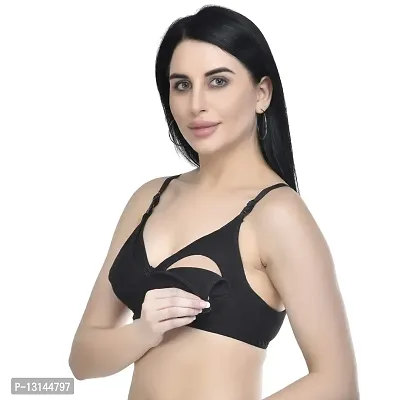 Buy Pretty Bebo Designed Mother Feeding, Solid-Colored, Cotton-Blended, Full -Coverage, Maternity Nursing Bra (36, Black) Online In India At Discounted  Prices