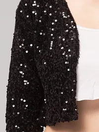 LLL FASHION Embroidery Sequin Crop Shrug for Women-thumb2