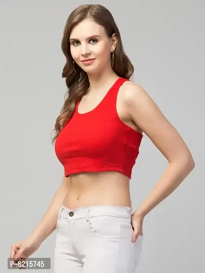 LLL FASHION Sleeveless Solid Red Ribbed Racerback Crop Tank Top for Women-thumb4