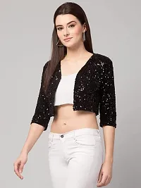 LLL FASHION Embroidery Sequin Crop Shrug for Women-thumb3