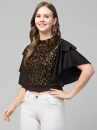 LLL FASHION Bell Sleeve Sequence Top for Women-thumb4