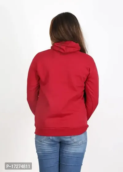 Sasoki Women Stylish and Fashionable So Warm Printed Fleece Fabric Sweatshirt-RED-L-thumb2