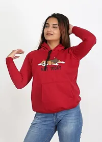 Sasoki Women Stylish and Fashionable So Warm Printed Fleece Fabric Sweatshirt-RED-M-thumb2