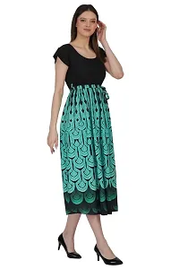 Shyama Collections SASOKI Women Fashionable Stylish Ankle Length Long PolyCrepe Digital Print Dress with Belt-GRN -S Green-thumb2