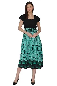 Shyama Collections SASOKI Women Fashionable Stylish Ankle Length Long PolyCrepe Digital Print Dress with Belt-GRN -S Green-thumb3