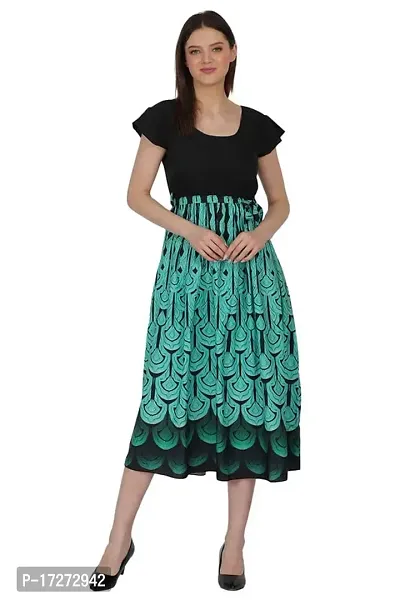 Shyama Collections SASOKI Women Fashionable Stylish Ankle Length Long PolyCrepe Digital Print Dress with Belt-GRN -S Green-thumb4