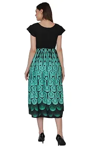 Shyama Collections SASOKI Women Fashionable Stylish Ankle Length Long PolyCrepe Digital Print Dress with Belt-GRN -S Green-thumb1