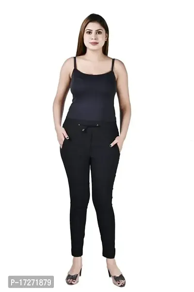 Shyama Collections SASOKI Women Regular and Casual wear Cotton Blend Joggers Pant - BLK-M-thumb0