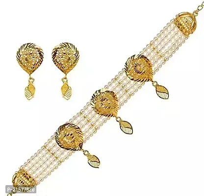 Stylish Golden Alloy Pearl Jewellery Set For Women-thumb0