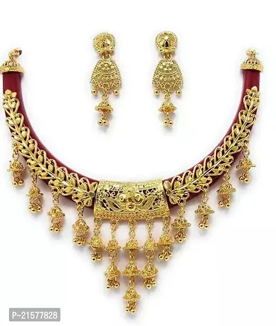 Stylish Golden Alloy No Stone Jewellery Set For Women-thumb0