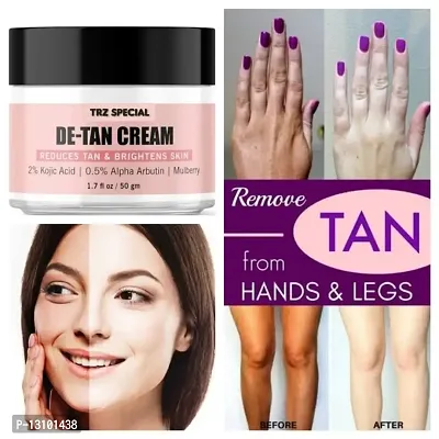 TRZ De-Tan Cream for Tan Removal, Exfoliation  Soft-Smooth Skin - 100% Natural Cream