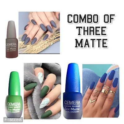 Matte Nail Polish combo Of Three Grey ,Green, Blue