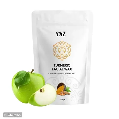 The TRZ  Shop - Green Apple Turmeric Facial Whitening Wax Powder, 5 min Painless Natural Face Hair Removal Waxing Powder, Easy to use at home, No chemicals - No Irritation, No Skin rashes