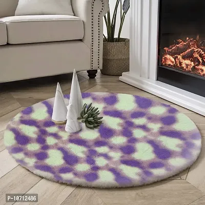 CottonFry Faux Sheepskin Fur Area Rugs Round Fur Throw Rug Floor Mat Circular Carpet for Bedroom Soft Circle Kids Play Mat for Nursery (30x30, Cream Purple)-thumb0