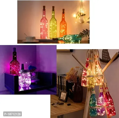 Blue Monkey 20 LED Wine Bottle Cork Lights Copper Wire String Lights, 2M Battery Operated Wine Bottle Fairy Lights Bottle DIY, Christmas, Wedding Party (Pack of 8)-thumb2