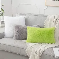 Cottonfry Pack of 2 Luxury Fur Shaggy Fluffy Throw Pillow Covers Set Soft Deluxe Decorative Plush Fleece Pillowcases for Cushion Couch Sofa Bedroom Home (Green, 18x27)-thumb2