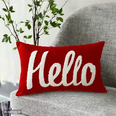 Cottonfry Decorative Embroidered Throw Pillow Covers for Couch Sofa Bedroom Kids (12x18, Hello Red)