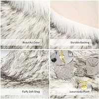 CottonFry Faux Sheepskin Fur Area Rugs Round Fur Throw Rug Floor Mat Circular Carpet for Bedroom Soft Circle Kids Play Mat for Nursery (20x20, White & Black)-thumb3