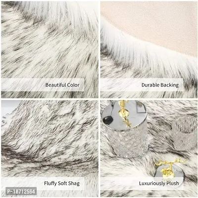 CottonFry Faux Sheepskin Fur Area Rugs Round Fur Throw Rug Floor Mat Circular Carpet for Bedroom Soft Circle Kids Play Mat for Nursery (20x20, White & Black)-thumb4