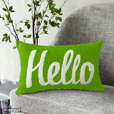 Cottonfry Decorative Embroidered Throw Pillow Covers for Couch Sofa Bedroom Kids (12x18, Hello Green)