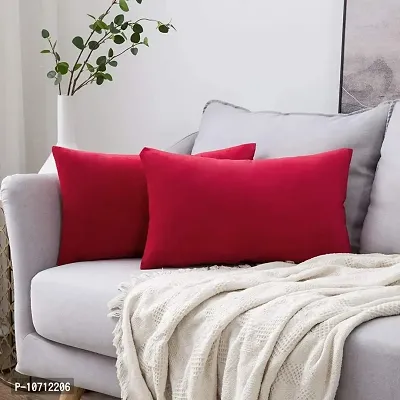 Ultra Soft Velvet Cushion Covers Set of 2 Pieces (18x27, Red)