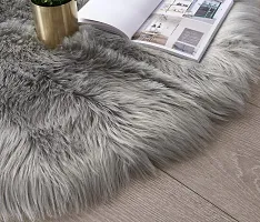 CottonFry Faux Sheepskin Fur Area Rugs Round Fur Throw Rug Floor Mat Circular Carpet for Bedroom Soft Circle Kids Play Mat for Nursery (24x24, Grey)-thumb2