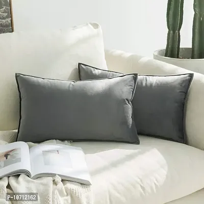 Ultra Soft Velvet Cushion Covers Set of 2 Pieces (18x27, Grey)