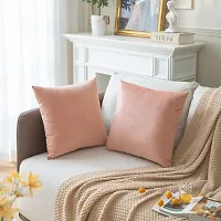 Ultra Soft Velvet Cushion Covers, (Size: 18x27 Inches Color:Peach) Set of 2 Pieces-thumb2