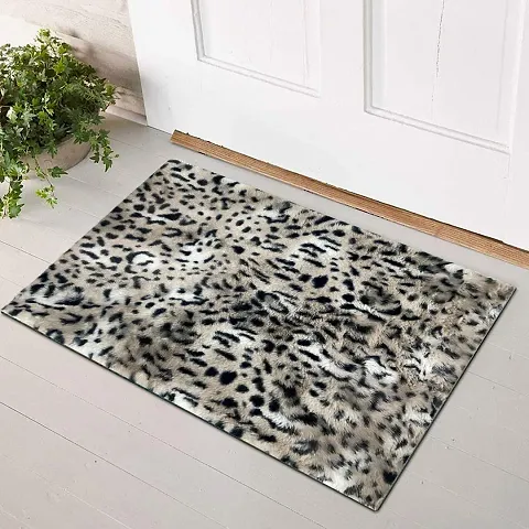 Cottonfry Faux Leopard Fur Area Rug Low Pile Animal Design Non Slip Rug