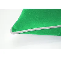 Soft Velvet Fabric Cushion Pillow Cases Pack of 2 Covers with Piping Border for Sofa, Couch, Bed (12x18, Green)-thumb1