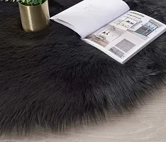 CottonFry Faux Sheepskin Fur Area Rugs Round Fur Throw Rug Floor Mat Circular Carpet for Bedroom Soft Circle Kids Play Mat for Nursery (24x24, Black)-thumb3