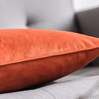 Ultra Soft Velvet Cushion Covers Set of 2 Pieces (18x27, Orange)-thumb1