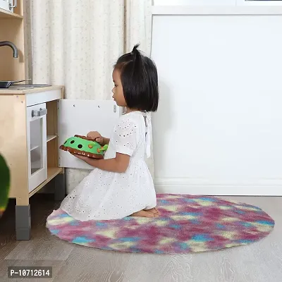 CottonFry Faux Sheepskin Fur Area Rugs Round Fur Throw Rug Floor Mat Circular Carpet for Bedroom Soft Circle Kids Play Mat for Nursery (20x20, Rainbow)-thumb3